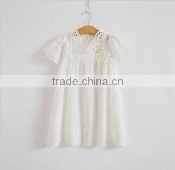 2017 Latest Wholesale Baby Clothes Hot sale cheap clothing Children's Boutique short sleeve summer white baby girl summer dress