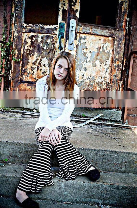 wholesale boutique ruffles pants women knit ruffle pants