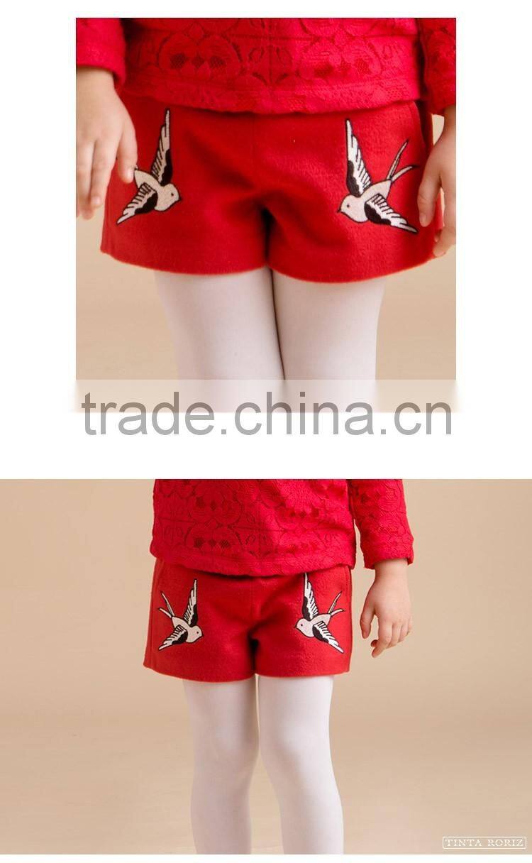 Kids Short Pants Winter Comfortable Woolen Embroider Girls New Style Short Pants Wholesale