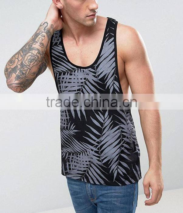 Mens polyester stringer gym singlets overall sublimated tank top
