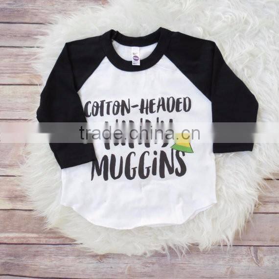 wholesale children's boutique clothing long sleeve contrast color t-shirt with letter printing 2016 autumn kid clothes