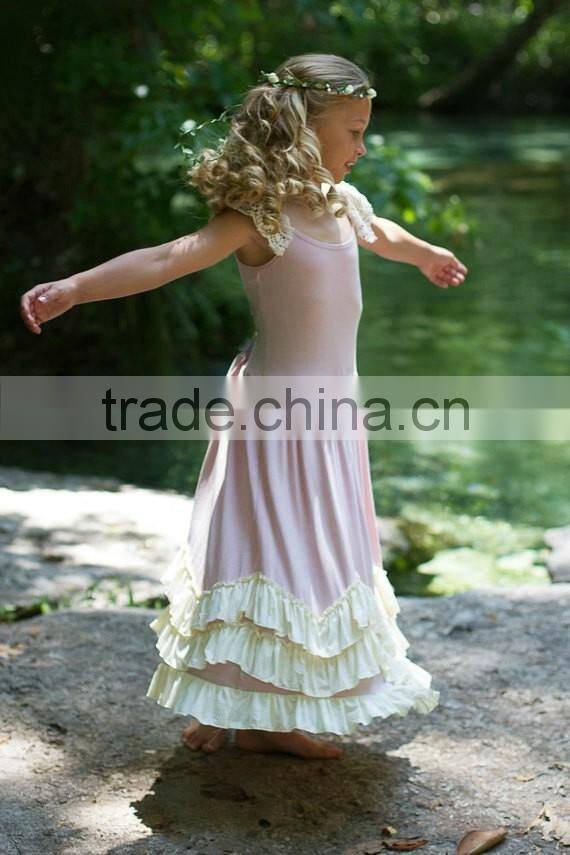 Flower Girl Dress Vintage Boho Dress Junior Twirling Bridesmaid Dress