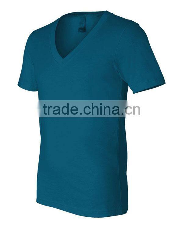 Fashion cheap plain cotton deep v neck t shirts for men