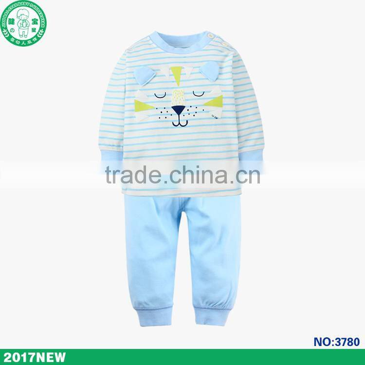 Cute printing soft and breathable children apparel 2 pieces baby clothing set