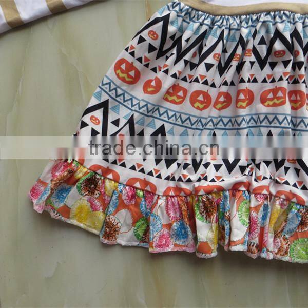 XF-352 Spring Fashion new style baby girl long sleeve dress halloween clothing pumpkin printing kid dress children skirt
