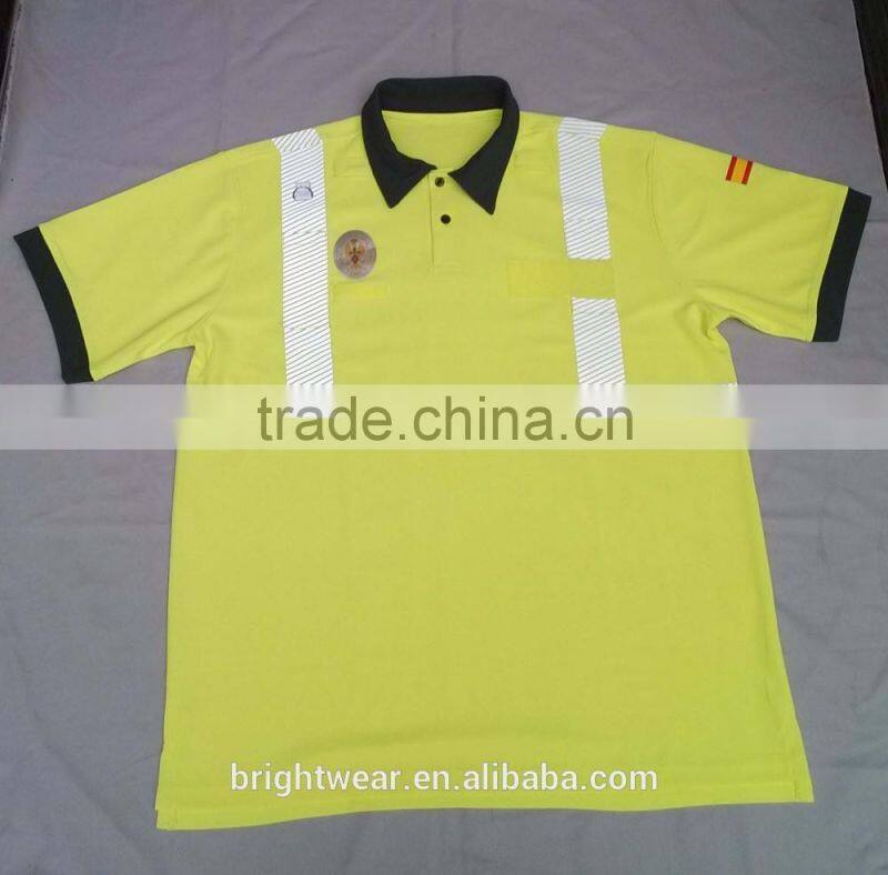 Relfective chest emblem reflective logo be heated on polo shirt for Spain market