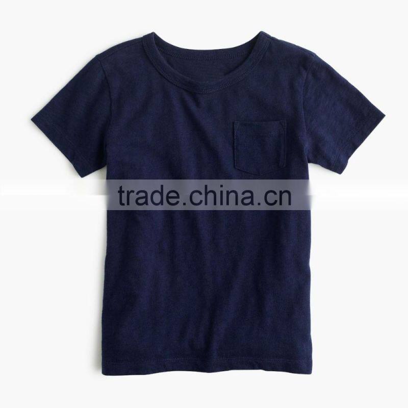 Wholesale comfortable custom design baby clothes 2017 Boys' slub pocket T-shirt new style plain children clothing