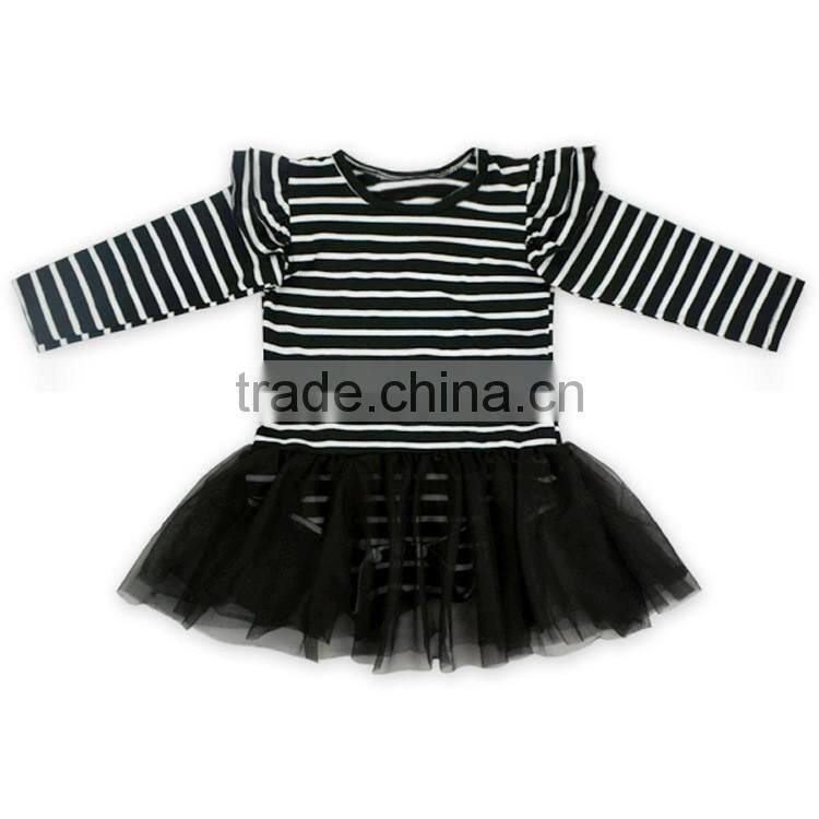 Baby girls pink 2 pcs clothes set wholesale cotton long ruffle sleeve tutu romper dress boutique clothing