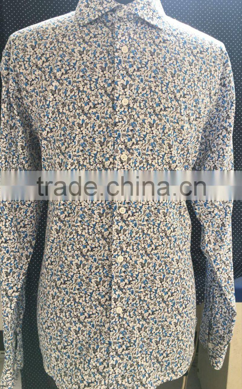 2017 Spring New cutaway collar floral casual shirts