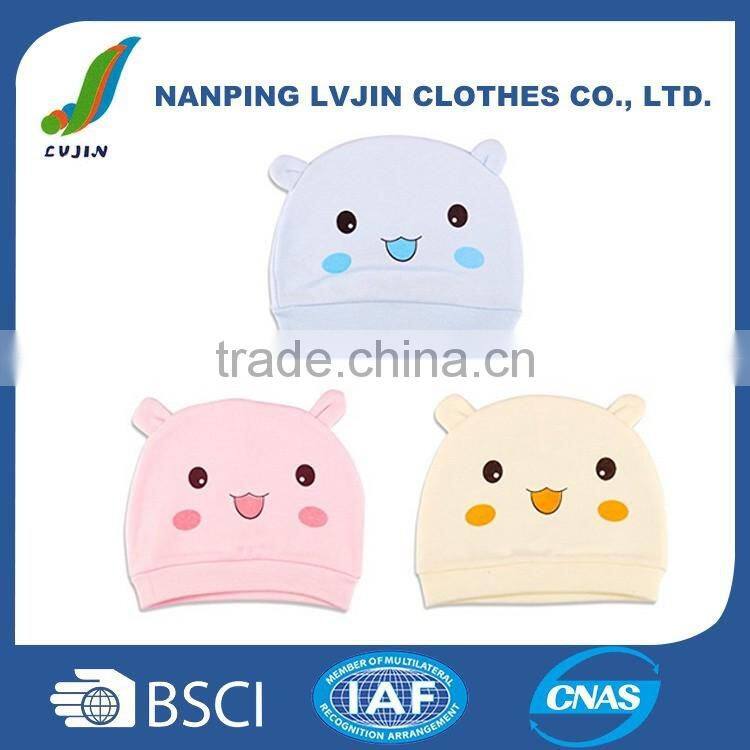 Beanie Hat 3-Pack Newborn Baby Soft Cotton Cartoon Printed Infant Cap for Boys & Girls 0-3 Months