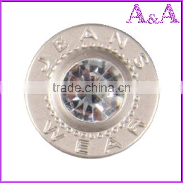 metal jeans buttons with stone custom jeans button high qualiity button