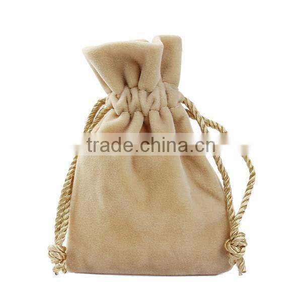 Velvet Jewelry Bags Drawstring Rectangle Brown 12cm x7.6cm