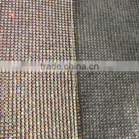 hot fix chaton metal base rhinestone trimming metal mesh crystal AB gold base mesh