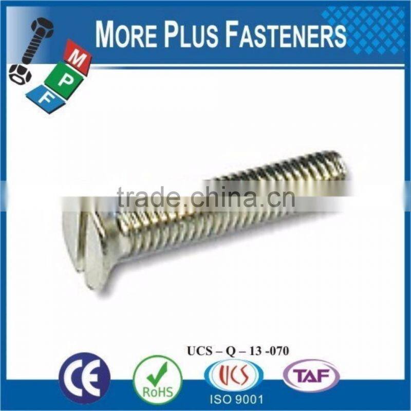 Made in Taiwan Machine Screw Metric DIN 963 DIN EN ISO 2009 Slotted Flat Head Countersunk