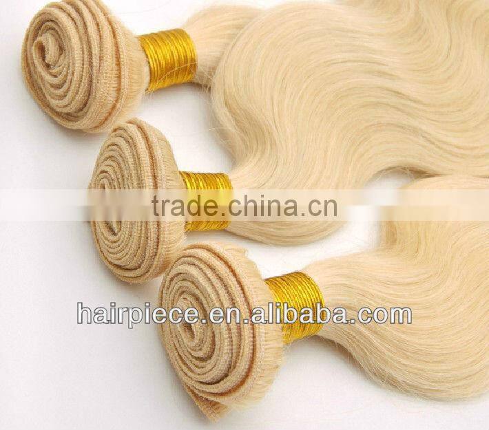 Blonde spring curly human hair weaving extensions, chinese remy hair