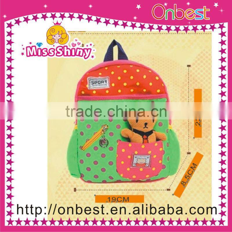 cute cartoon stuffed kids shoulder bag new school bag for children with doll cheap for sale