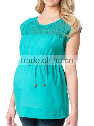 Short Sleeve Tie Front Maternity Top, fashion blouses for pregnant, pregnant clothes