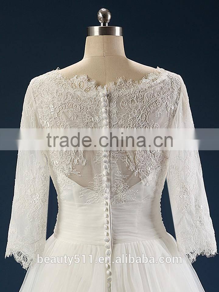 wedding Sexy sweetheart lace mermaid wedding bridal dress for bride Strapless Three-Quarter sleeve bridal gowns AS43201