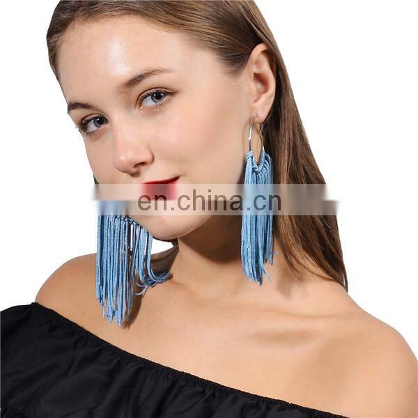 Punk Tassel Statement Chain Earring Colorful Fur Ball Dangle Stud Earring