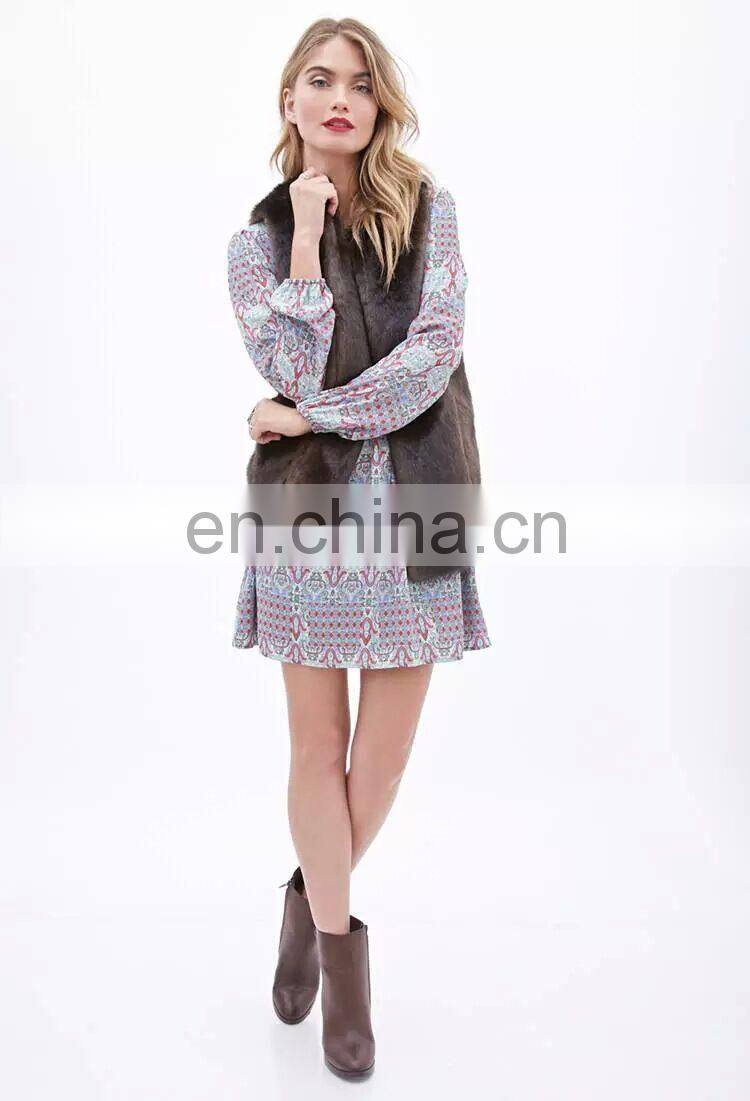 custom lady winter fashion faux animal fur vest waistcoat