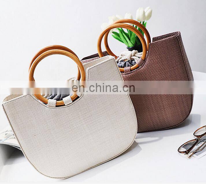 Straw bag leisure crossbody bag ring metal tote bag wholesale