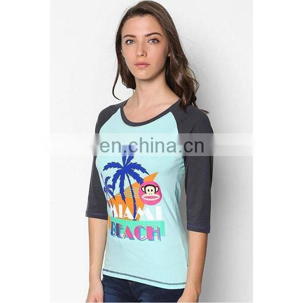 Custom printing casual women t shirt long sleeve lady blouse