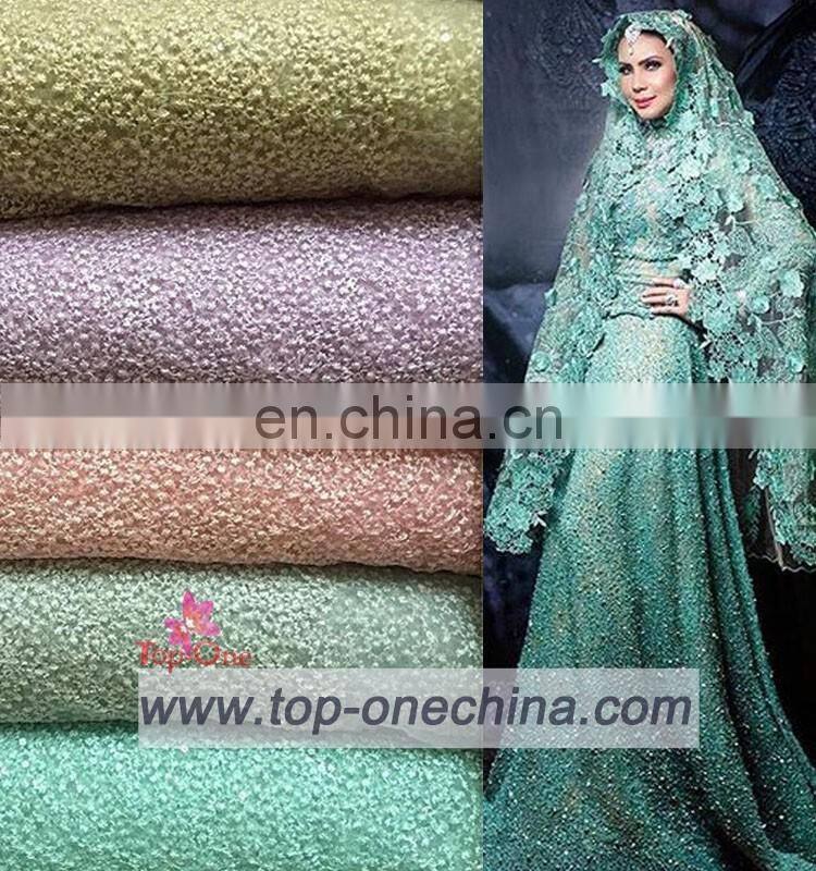 China suppliers flower beaded wedding lace fabric for wedding party