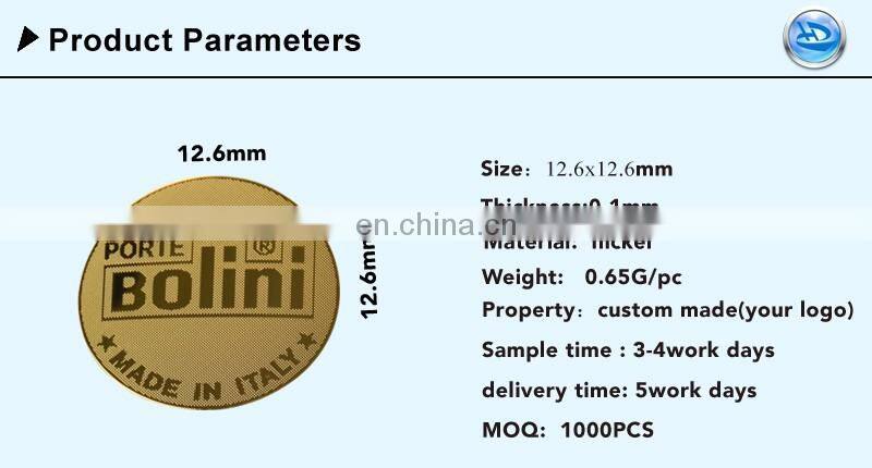 Customized Metal Electroform Silver/ Gold/ Rose Gold Color Metal Nickel sticker