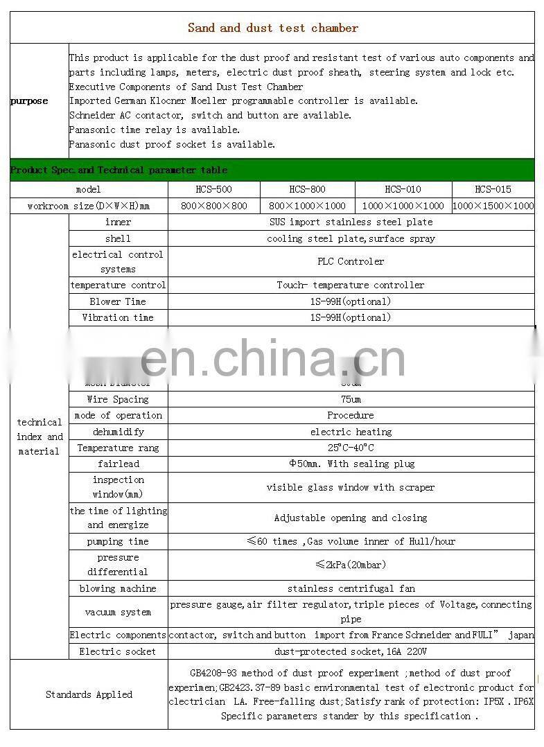Sand and dust test chamber price