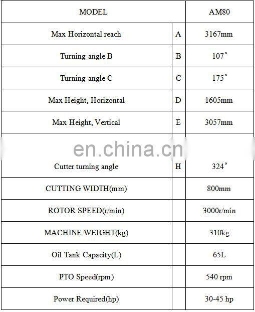 brush cutter arm type flail mower AM80
