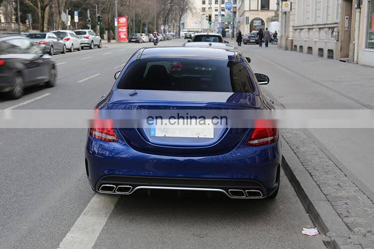 C-CLASS W205 C63 A style body kit 14~16y PP material front bumper grille side skirts trunk spoiler rear bumper exhaust tips