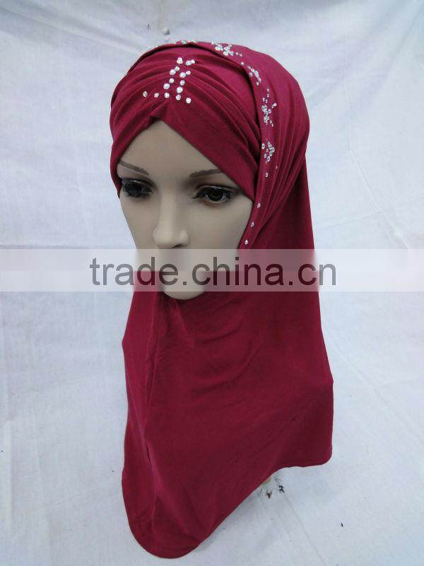 A455 FASHION TWO PIECES HIJAB;MUSLIM TURBAN WITH Czech Rhinstone