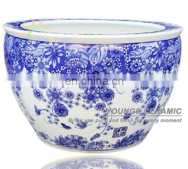 Big size chinese blue and white ceramic tree planters pots for wholesale