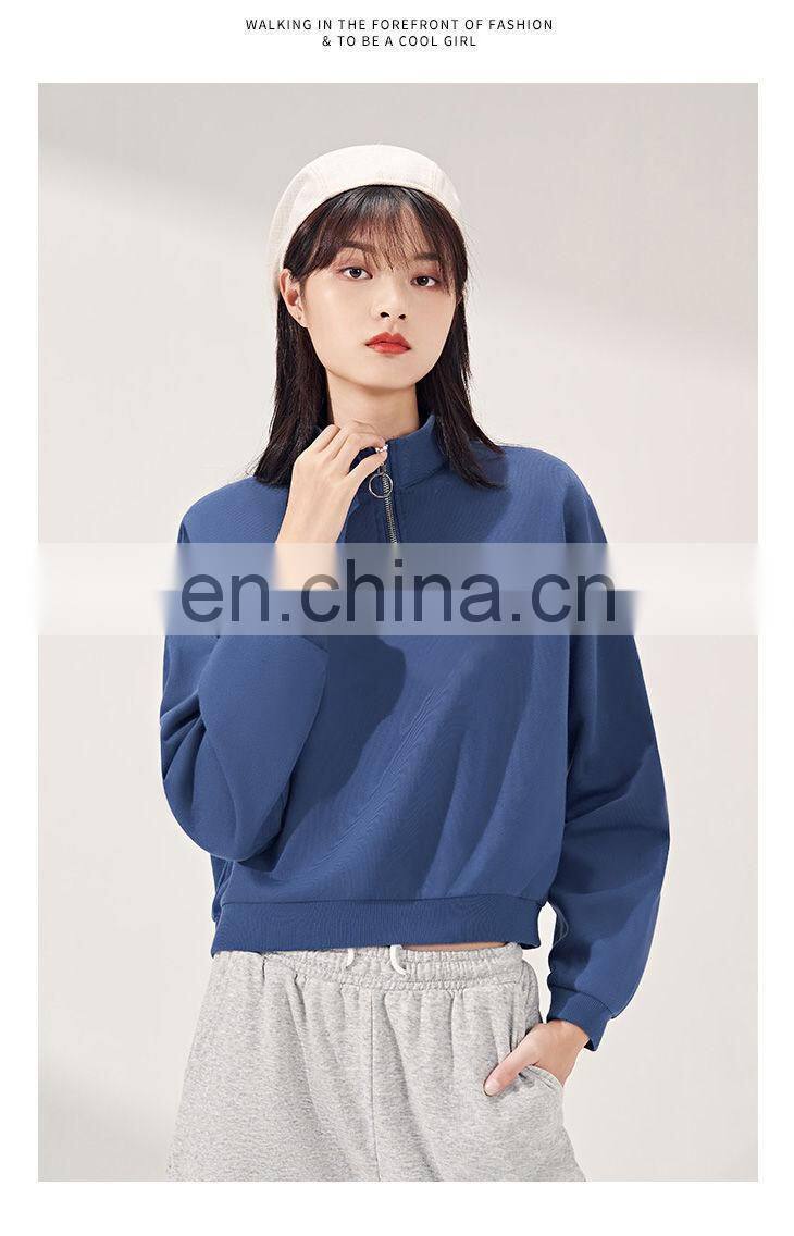 Clothing manufacturers custom-made women's spring and autumn new terry cloth half zipper casual sweater plus size pullover