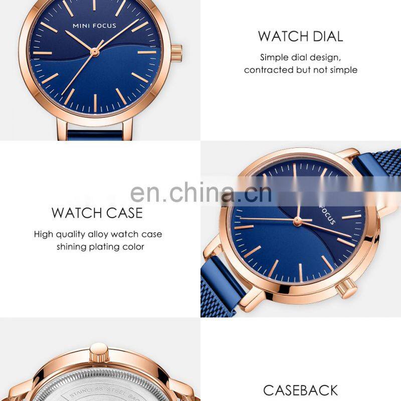 MINI FOCUS 0261L Brand Luxury Women Watches Waterproof Fashion Quartz Ladies Wristwatch Stainless Steel Watch
