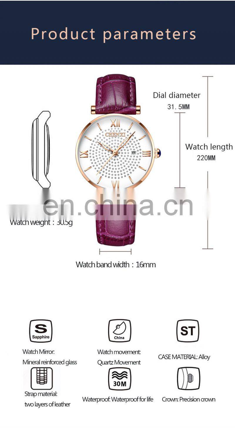 Chenxi 310 Latest Analog Women Quartz Watches Roman Dial Luxury Ladies Watch Diamond