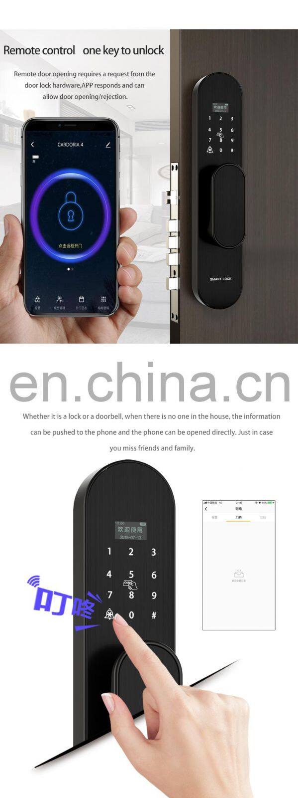 Smart Lock App Fingerprint Keyless for Home Finger WIFI Digital Lock Remote Control tuya TT Smart Lock  Home Wooden Door