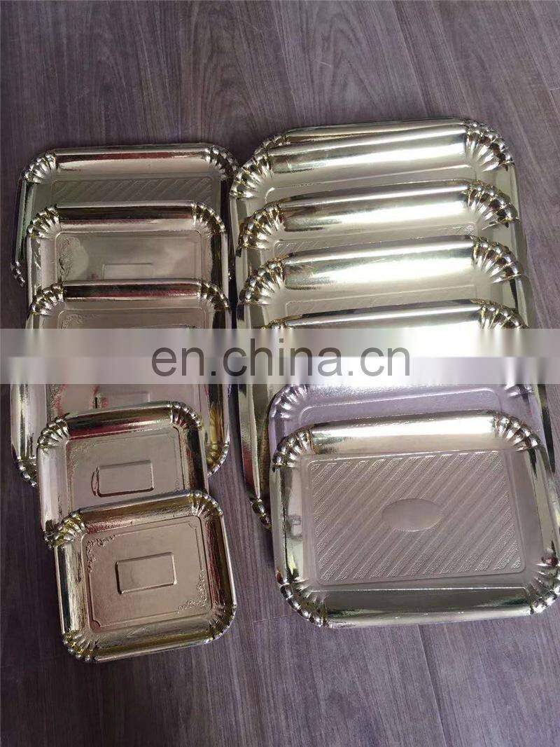 PP450H Automatic party round big gold paper plate making machine, rectangular dinner metallic deep tray forming equipment