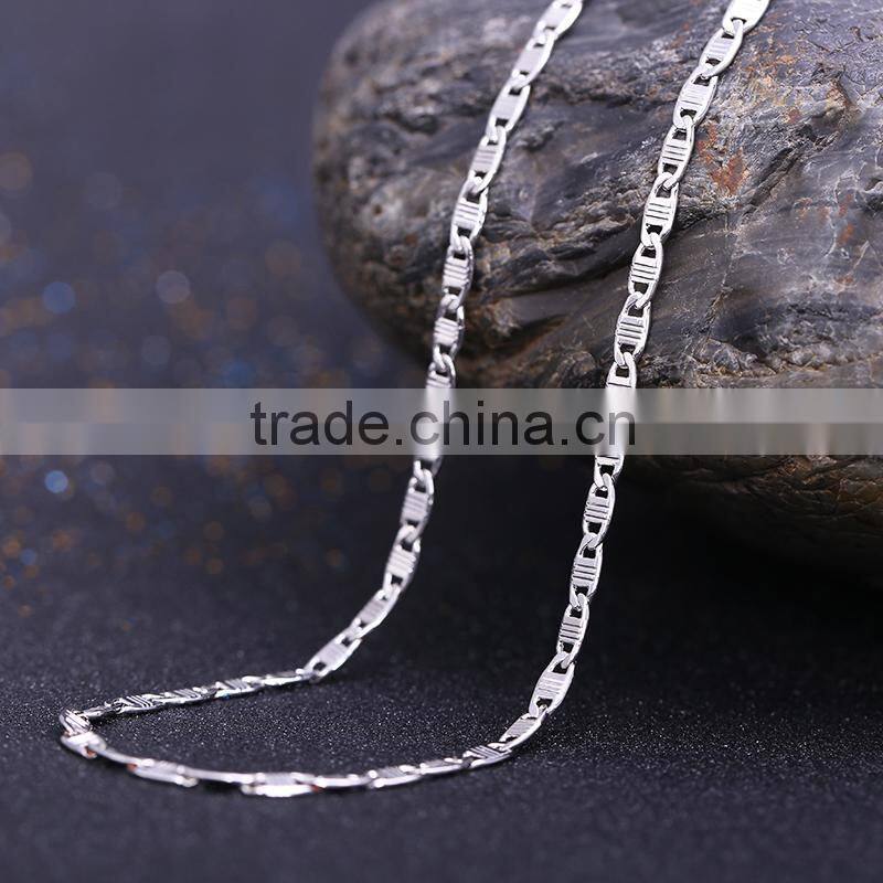 2015 simple design fashion jewelry rhodium plated cheap chain necklace