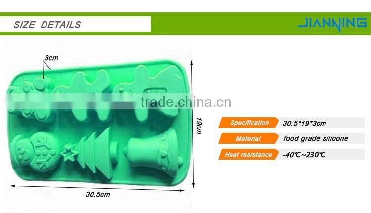 6 Cavity Silicone Christmas Stocking Boy Tree Mold Cake Brownie Pan with christmas bell