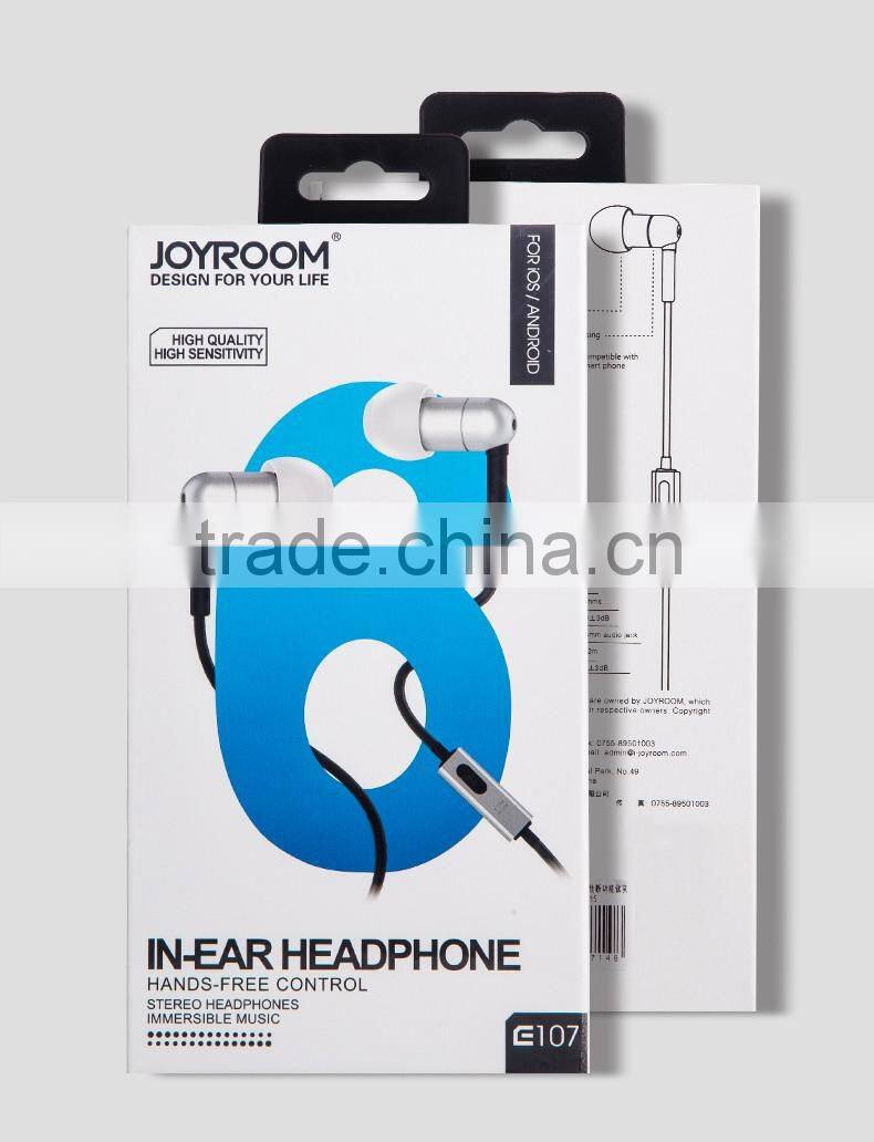 Joyroom E107 Fashion Stereo Earphone with Mic 3.5mm for Mobile Phone Music Sport in-ear Headphone 1.2m MT-5144
