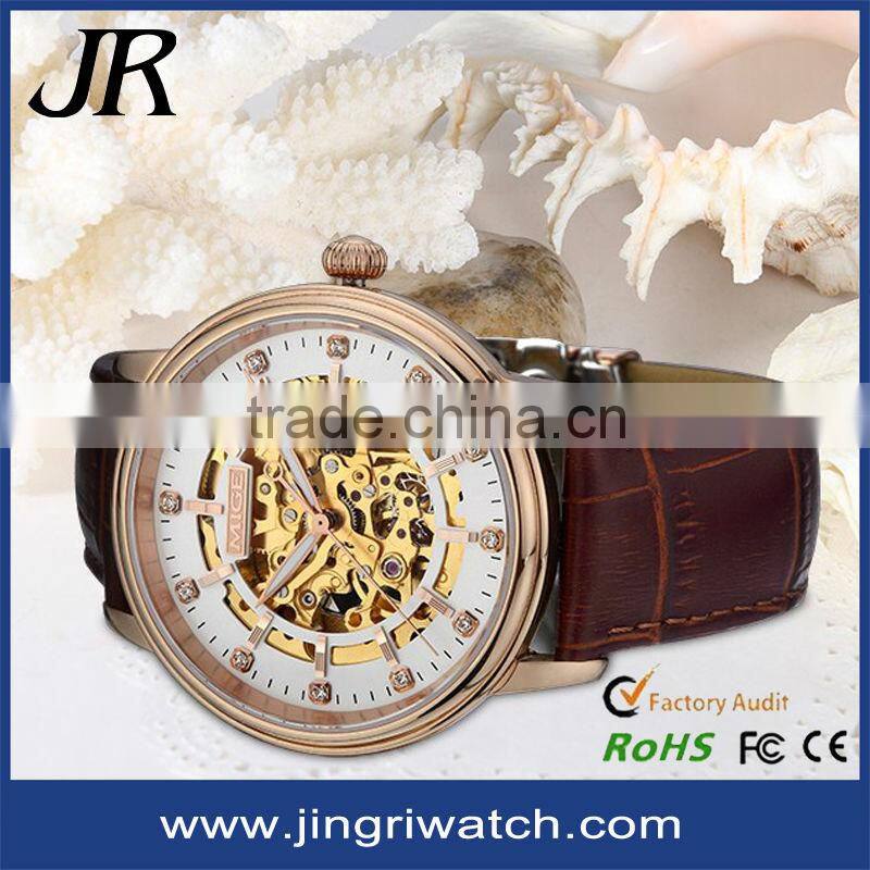 private label oem fashion luxury chinese wholesale automatic skeleton wristwatch man