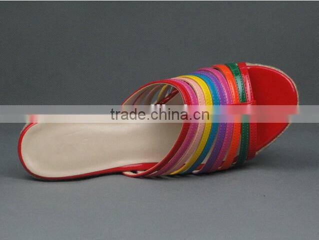 colorful rainbow girls sandals jute rope wedge heel slipper sandal shoes