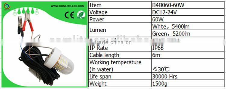 60W deep underwater fishing lure light fishing flash light CE RoHS