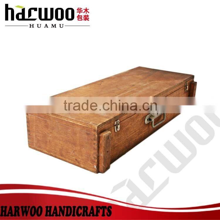 vintage single wooden wine box,unfinished wood gift boxes,carved wood cock box