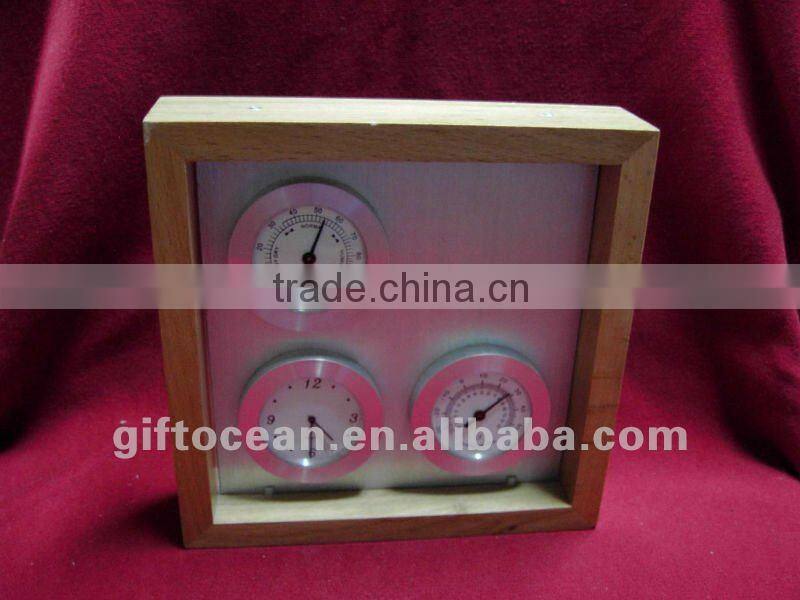 metal weather station clock, business gifts set, thermometer & hygrometer clock