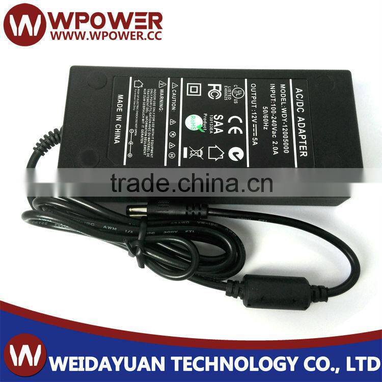 power supply 12v 5a 60w led strip power adapter with cUL CE