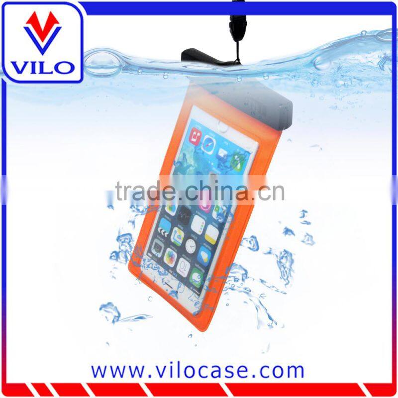 Touchable screen waterproof pouch with neck strap