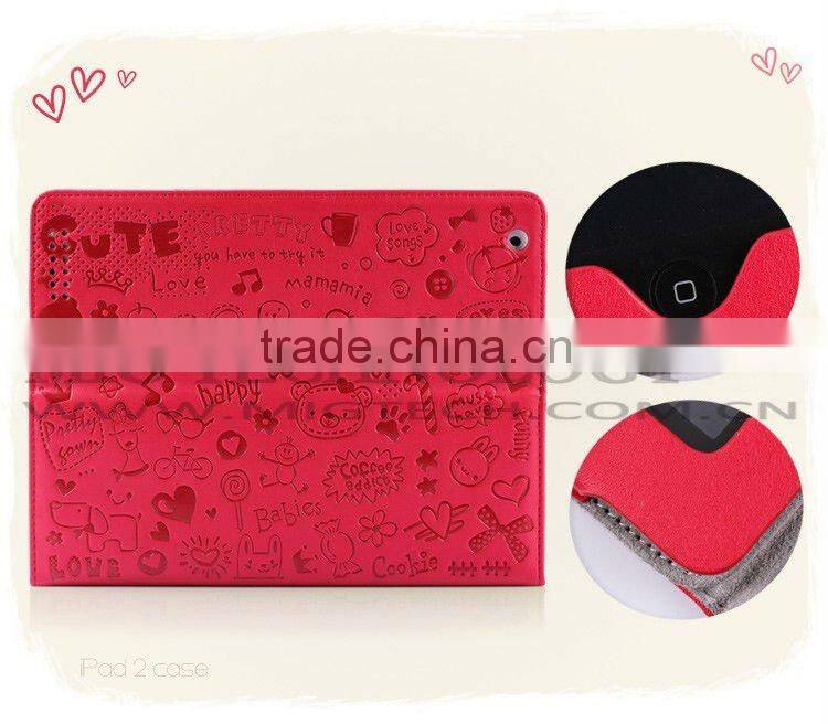 Little gril magnetic leather case for apple ipad3 4 5, for ipad case with stand