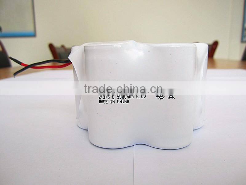 NiCd Rechargeable battery d 6v 5000 ni cd battery pack for ergency power/d5000 nicd battery pack